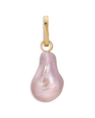 14K Yellow Gold Pink Baroque Freshwater Pearl Hinged Charm Pendant by ADINA REYTER