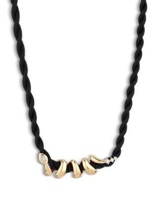 14K Yellow Gold Year of the Snake XL Diamond Wrap Big Bead Cord Necklace by ADINA REYTER