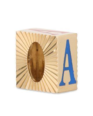 9K Yellow Gold Ceramic Initial Fluted Big Bead Pendant by ADINA REYTER
