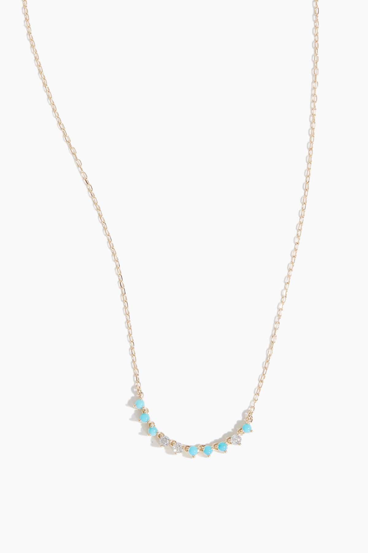 Diamond and Turquoise Rounds Chain Necklace in 14k Yellow Gold by ADINA REYTER