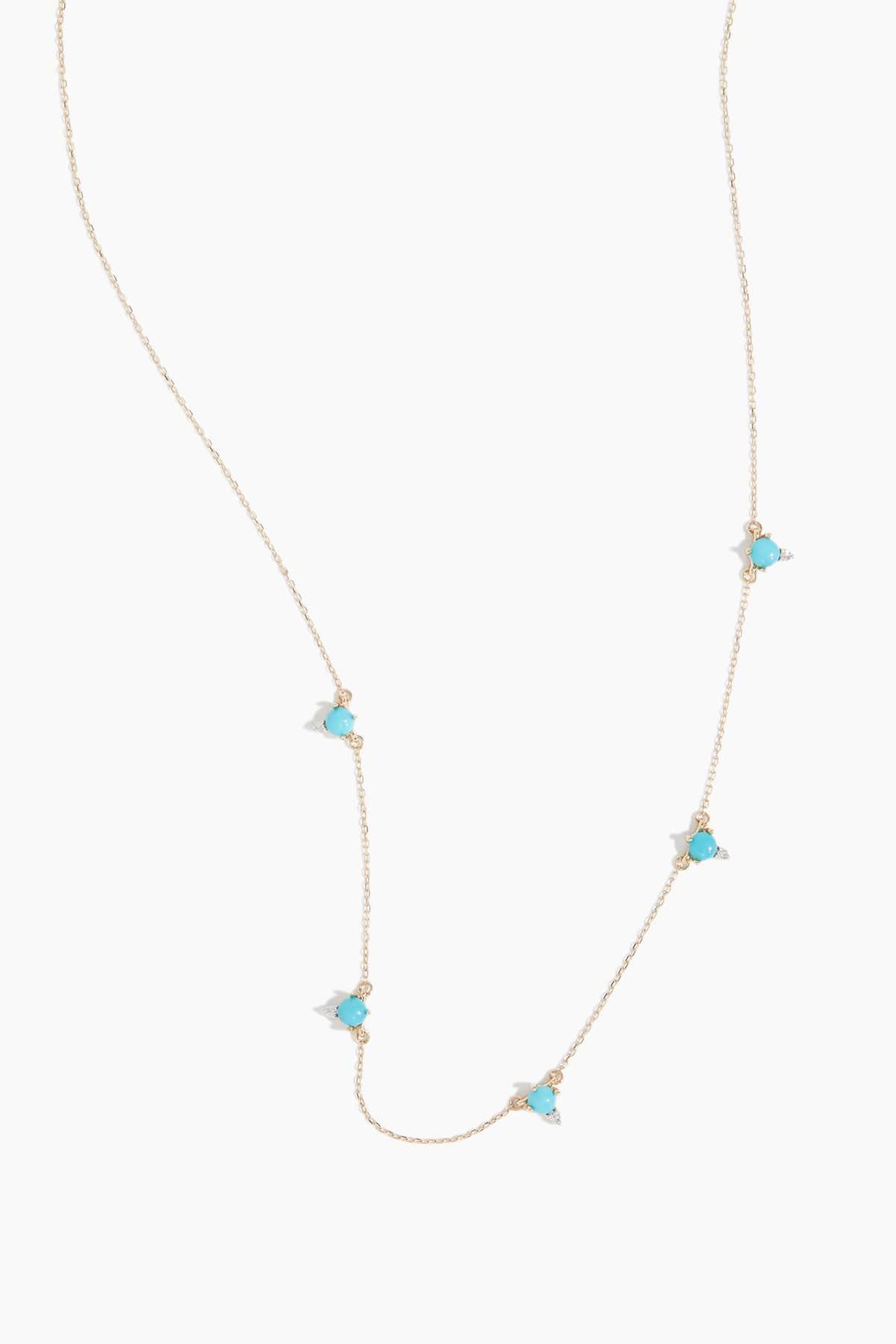 Turquoise and Round Diamond Chain Necklace in 14k Yellow Gold by ADINA REYTER