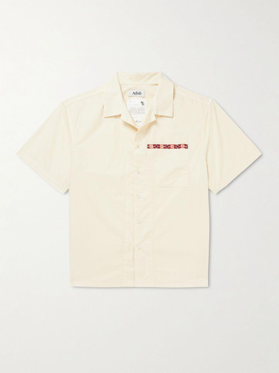 Camp-Collar Embroidered Garment-Dyed Cotton-Poplin Shirt by ADISH