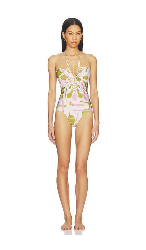 ADRIANA DEGREAS Balearic Chain Halter One Piece in White by ADRIANA DEGREAS