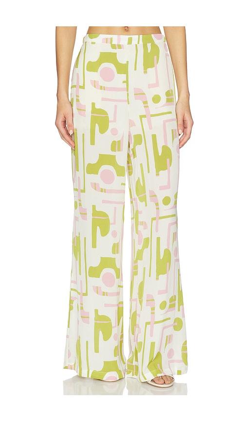 ADRIANA DEGREAS Balearic Wide Leg Pants in Green,Pink by ADRIANA DEGREAS