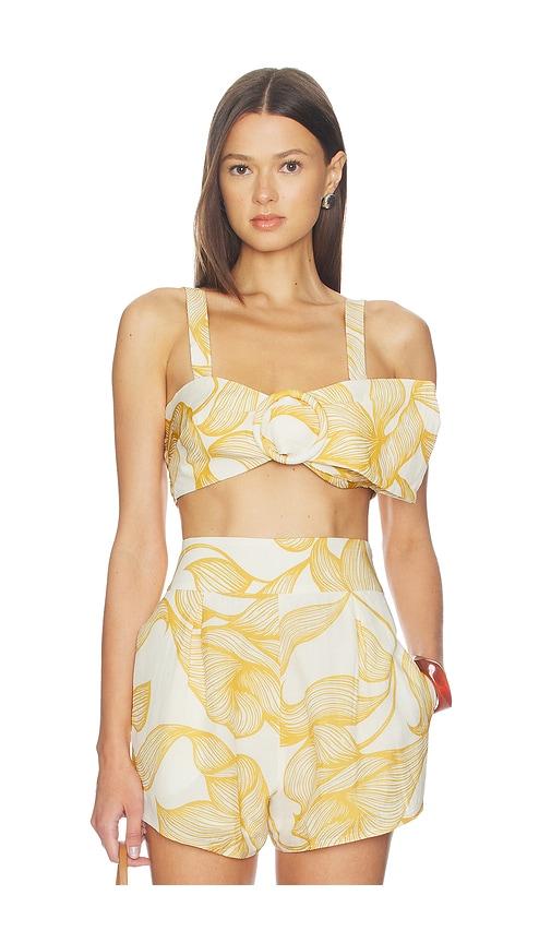 ADRIANA DEGREAS Foliage Bralette Top in Yellow by ADRIANA DEGREAS