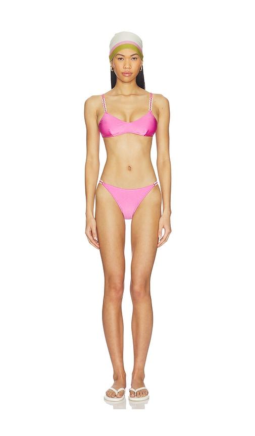 ADRIANA DEGREAS Solid Chain Bikini Set in Pink by ADRIANA DEGREAS