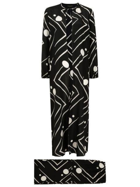 Deco geometric-print robe set (set of two) by ADRIANA DEGREAS