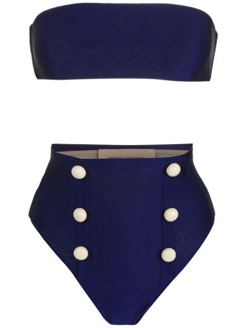 button-details high rise bikini set by ADRIANA DEGREAS