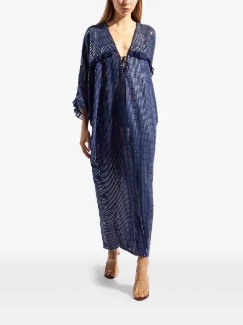 sequin-embellished ruffled kaftan by ADRIANA DEGREAS