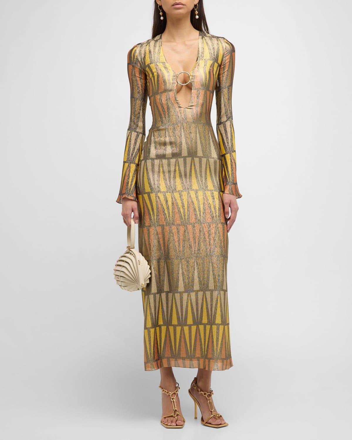 Bonnie Printed Plunge-Neck Midi Dress by ADRIANA IGLESIAS