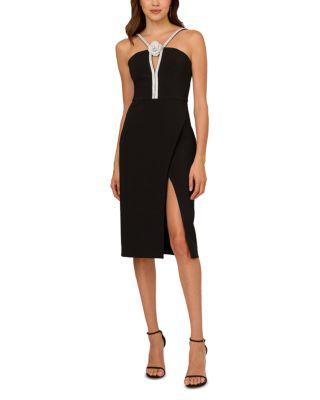 Stretch Crepe Halter Midi Dress by ADRIANNA BY ADRIANNA PAPELL