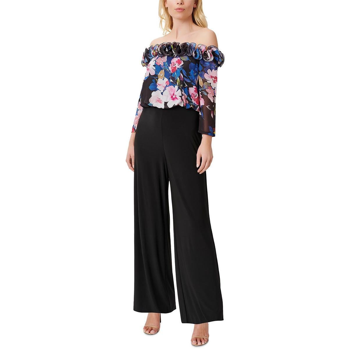 Adrianna Papell Womens Plus Ruffled Floral Print Jumpsuit by ADRIANNA PAPELL