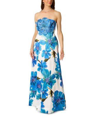 Bead Dupioni Long Dress by ADRIANNA PAPELL