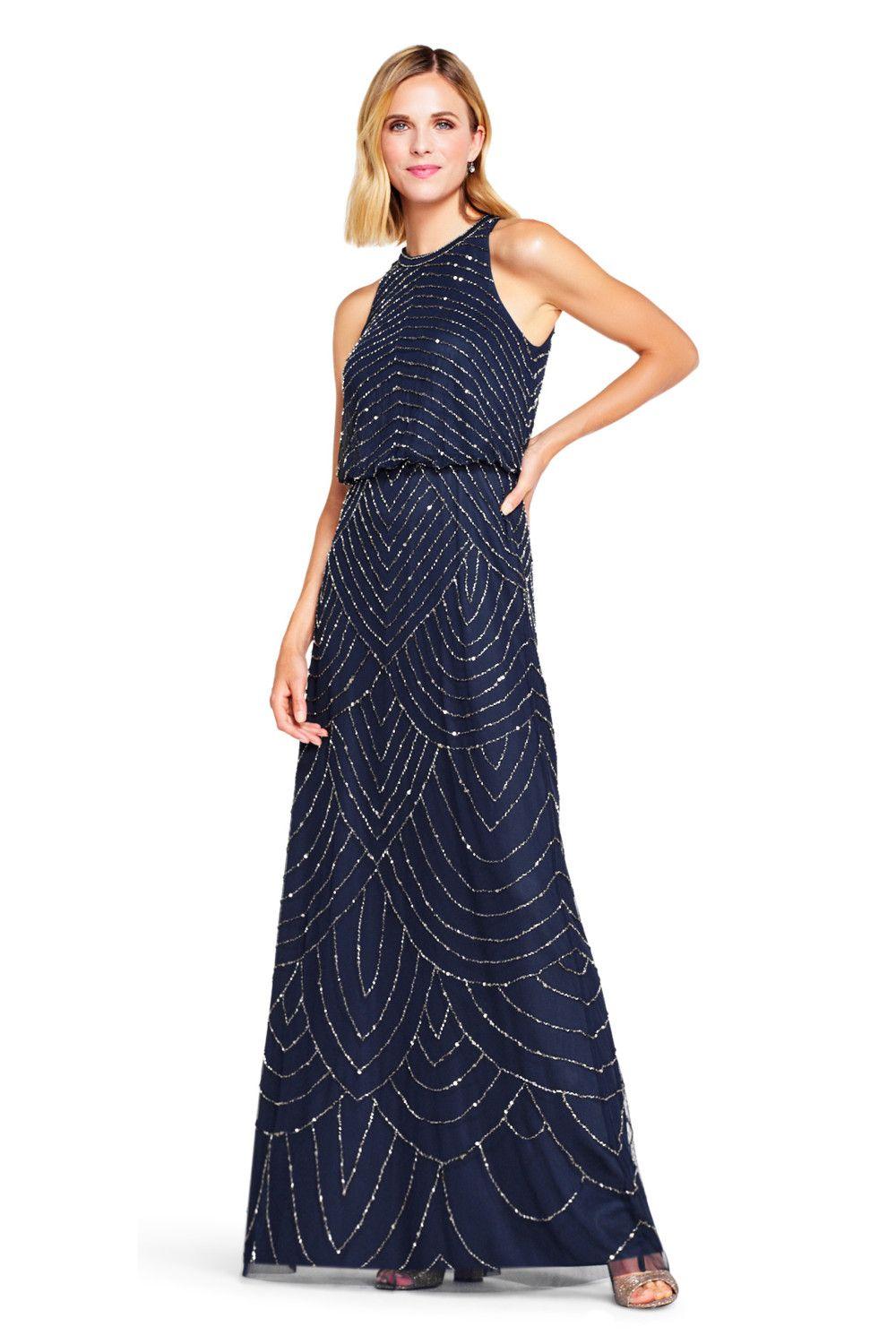 Beaded Halter Gown by ADRIANNA PAPELL
