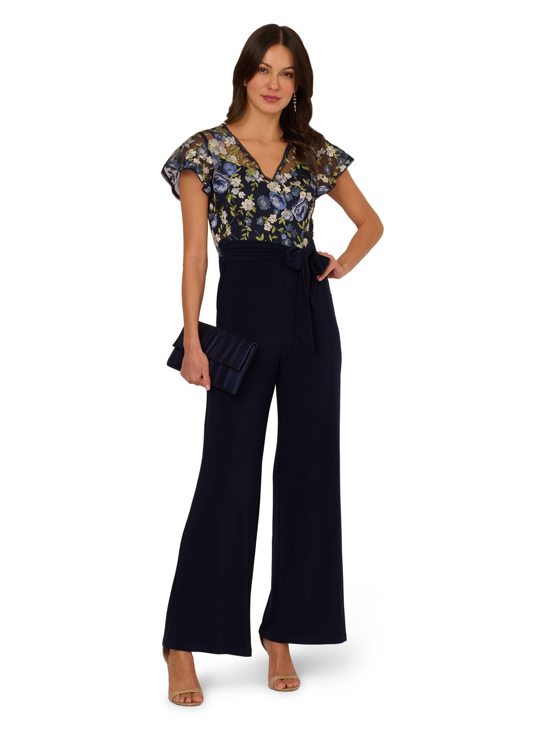 Embroidered Combo Jumpsuit by ADRIANNA PAPELL