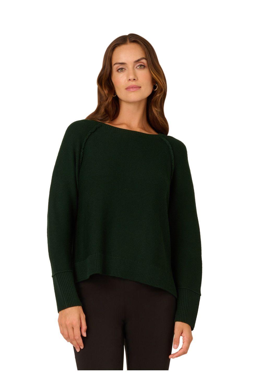 Exposed Seam Seed Stitch Sweater With Long Raglan Sleeves by ADRIANNA PAPELL Exposed Seam Seed Stitch Sweater With Long Raglan Sleeves by ADRIANNA PAPELL
