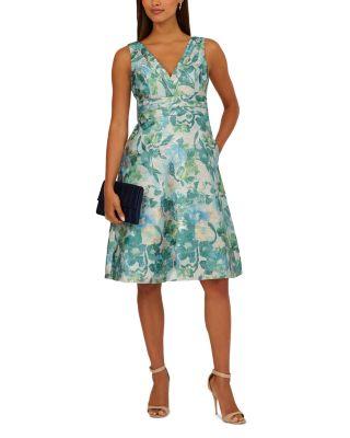 Floral Jacquard Midi Dress by ADRIANNA PAPELL