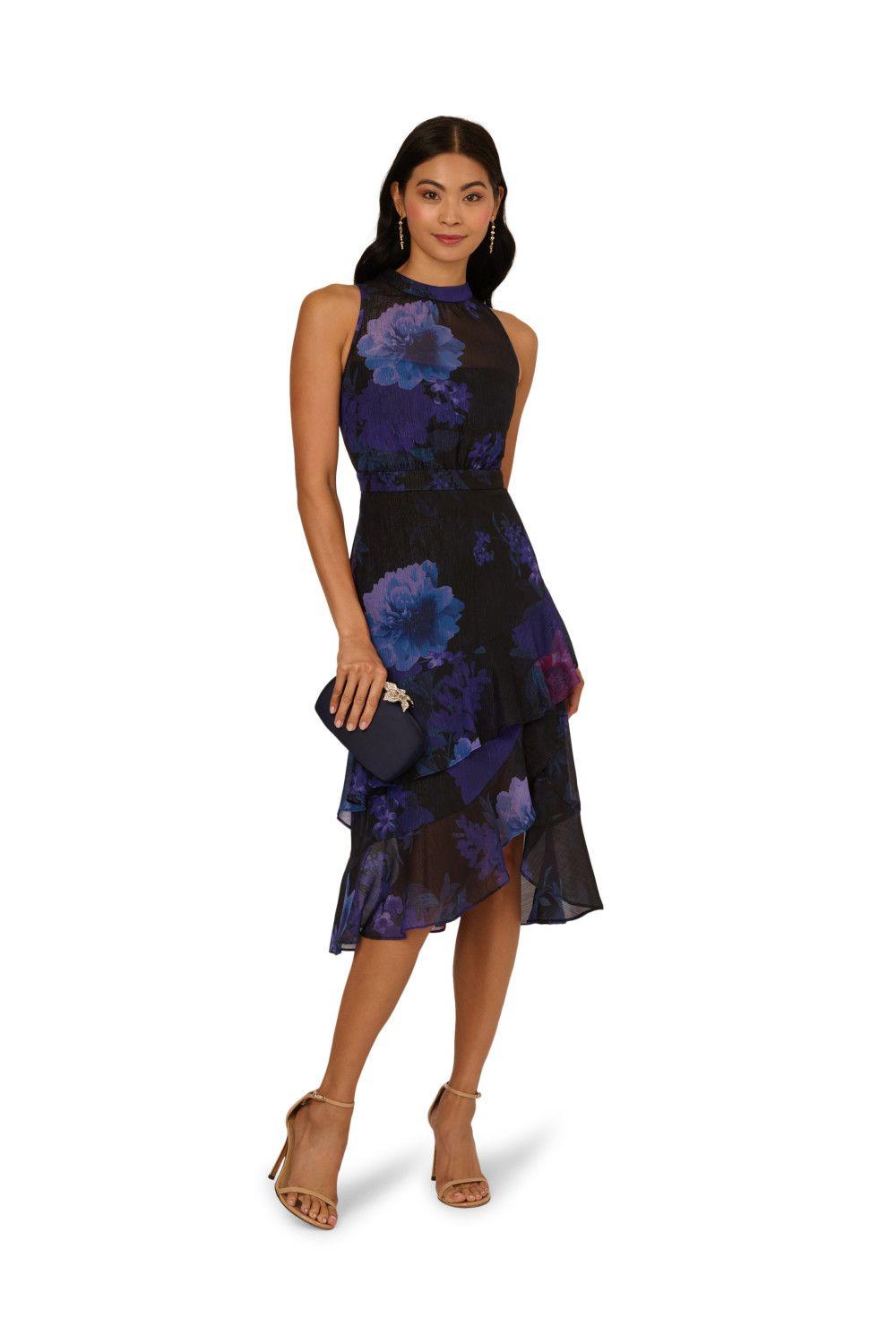 Halter Glitter Midi Dress by ADRIANNA PAPELL