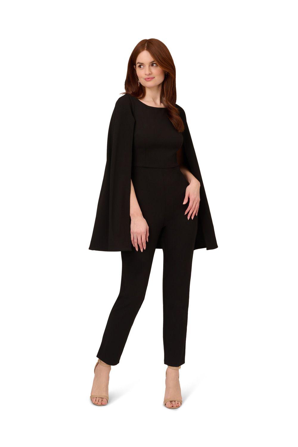 Knit Crepe Cape Jumpsuit by ADRIANNA PAPELL