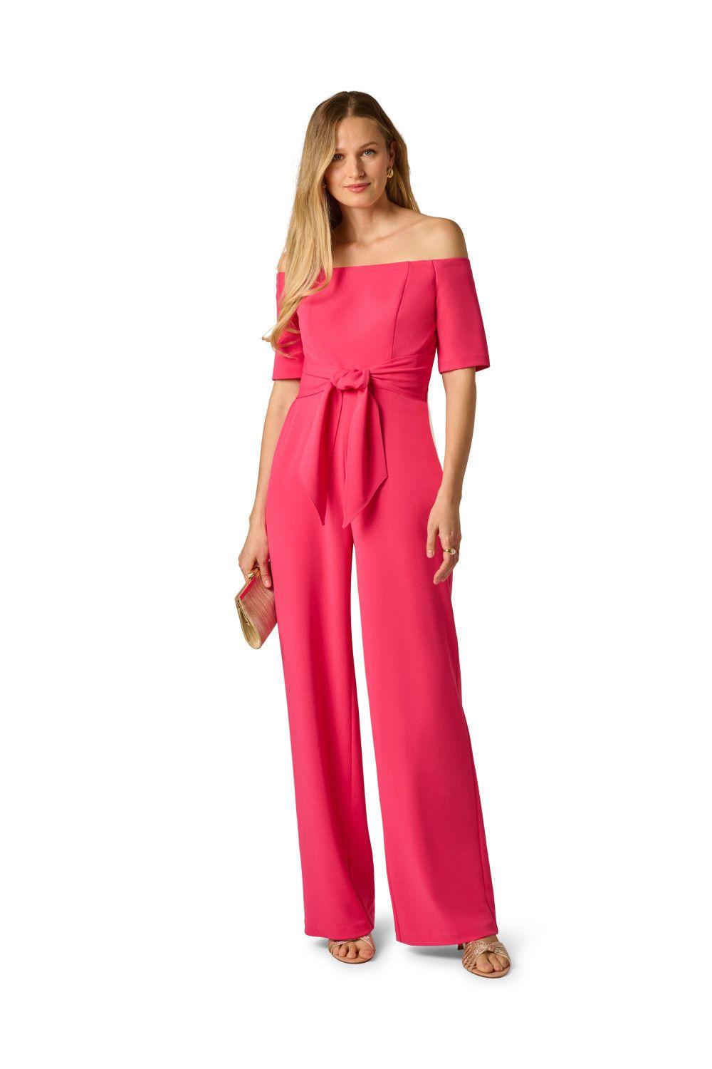 Knit Crepe Tie Jumpsuit by ADRIANNA PAPELL