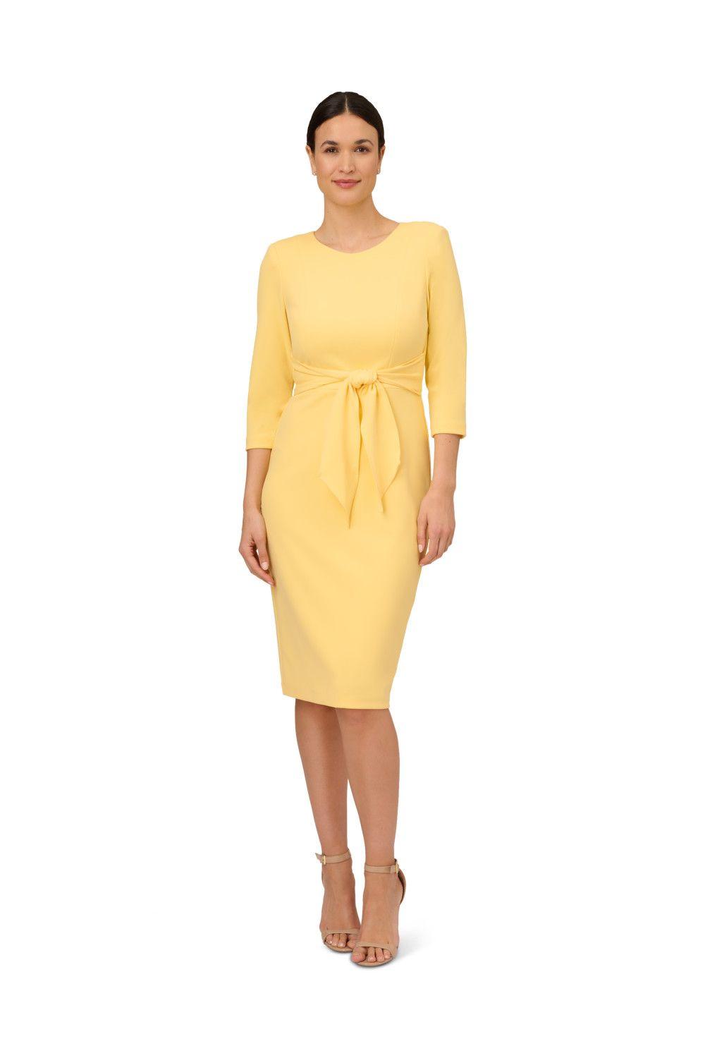 Knit Crepe Tie Waist Sheath by ADRIANNA PAPELL