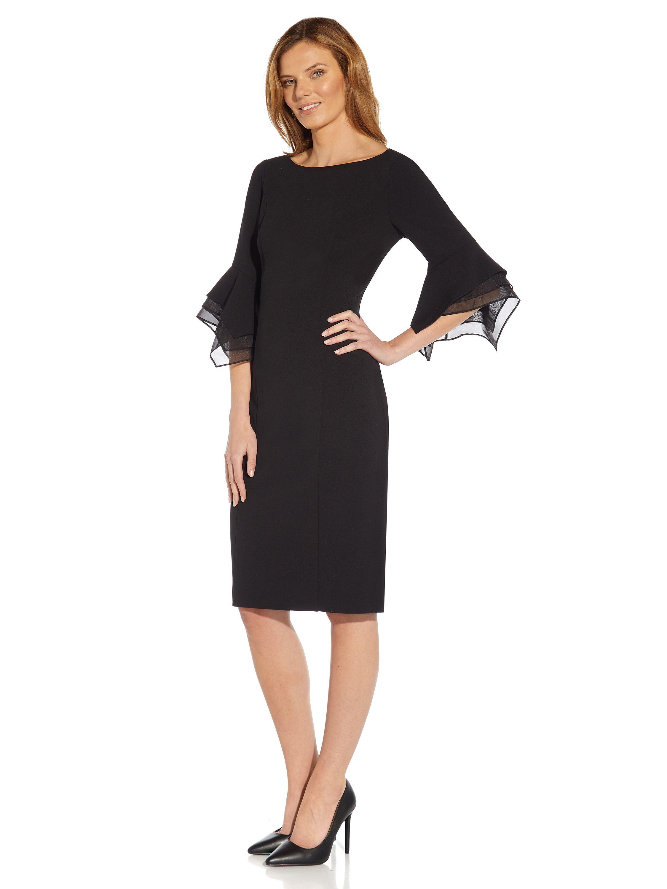 Knit Crepe Tiered Sleeve Dress by ADRIANNA PAPELL