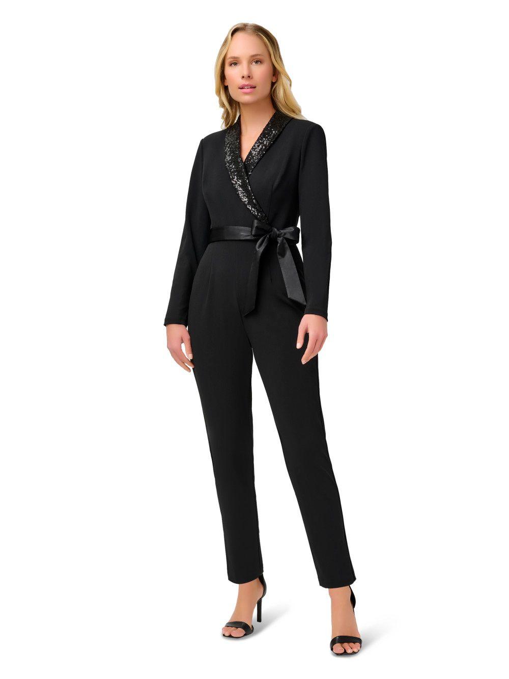 Knit Crepe Tuxedo Jumpsuit by ADRIANNA PAPELL