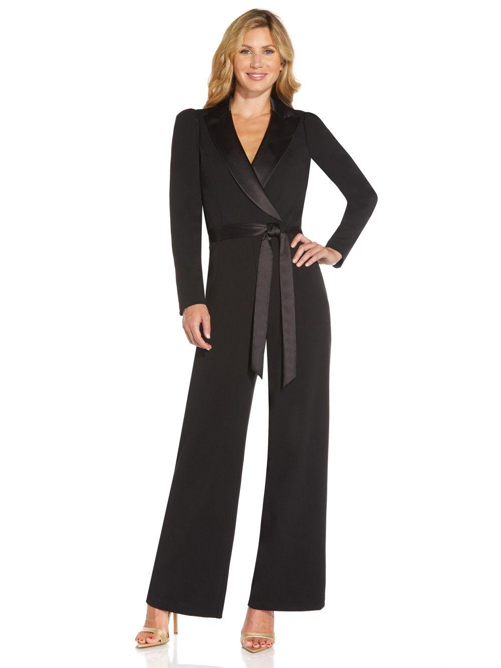 Knit Crepe Tuxedo Jumpsuit by ADRIANNA PAPELL
