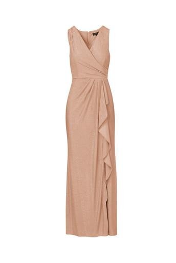 Metallic knit draped gown by ADRIANNA PAPELL