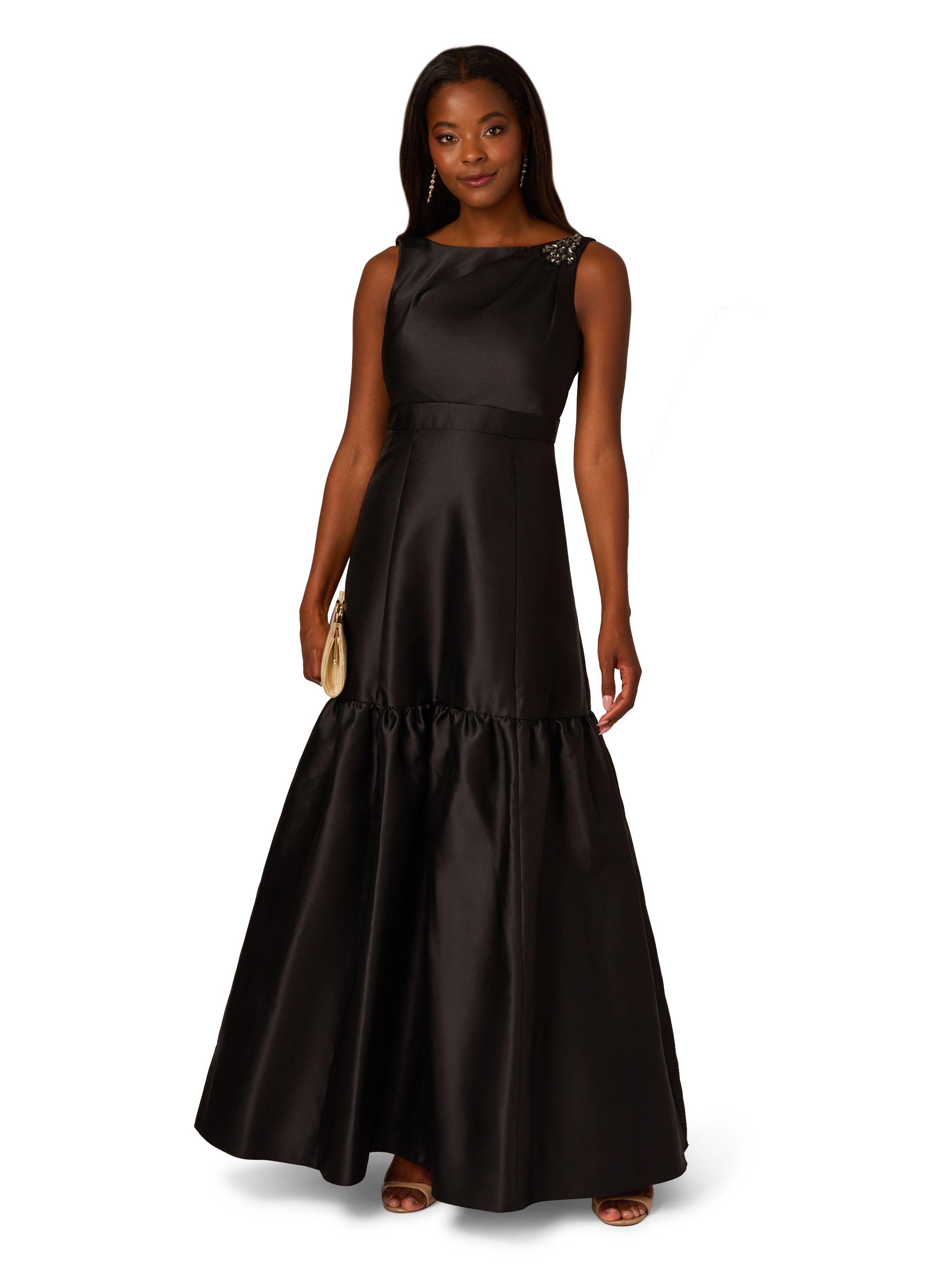 Mikado Flounce Shirred Gown by ADRIANNA PAPELL