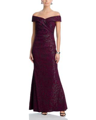 Off-the-Shoulder Jacquard Gown by ADRIANNA PAPELL