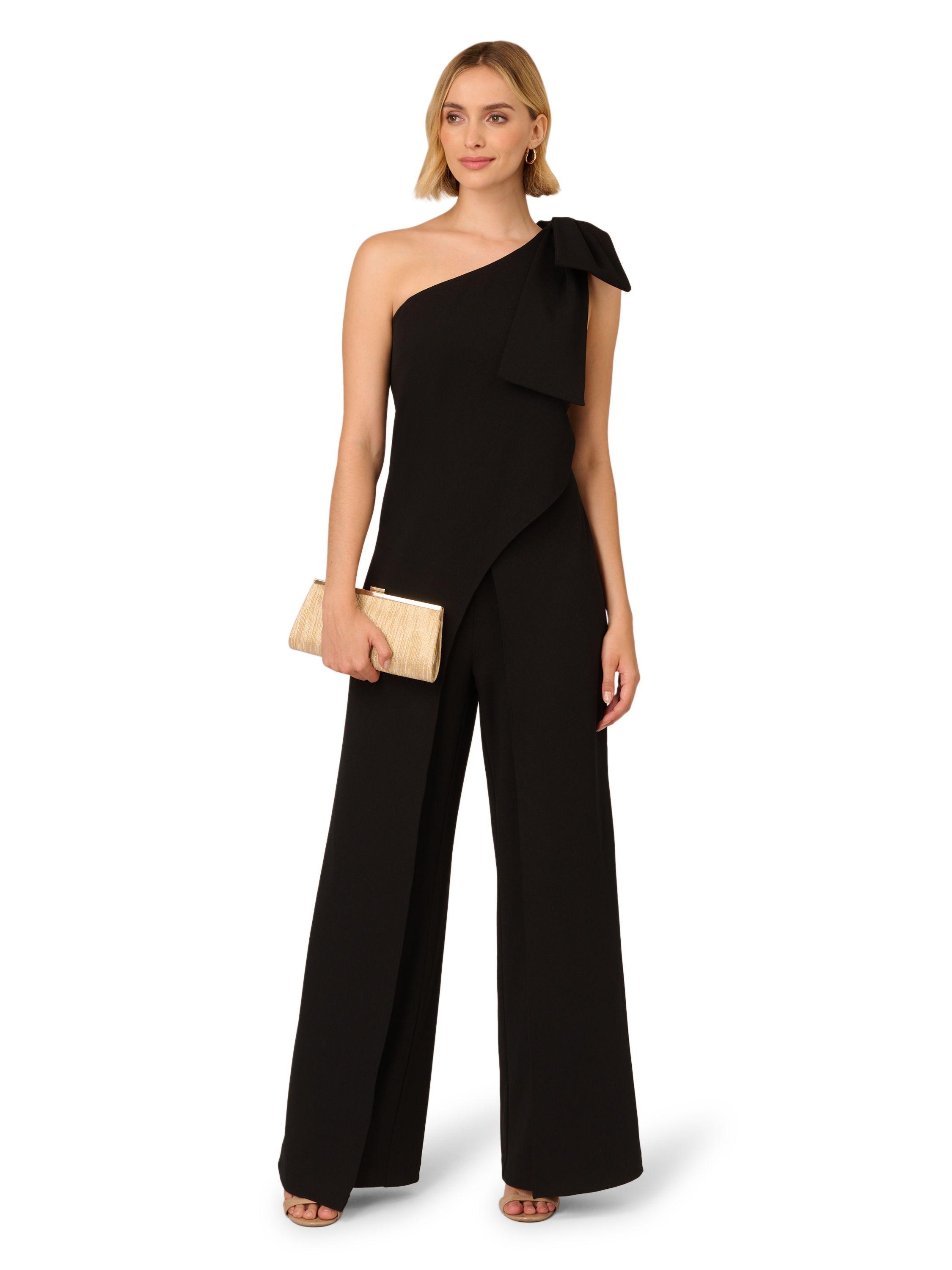 One Shoulder Bow Jumpsuit by ADRIANNA PAPELL