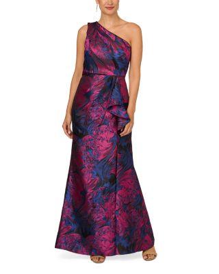 One Shoulder Jacquard Gown by ADRIANNA PAPELL