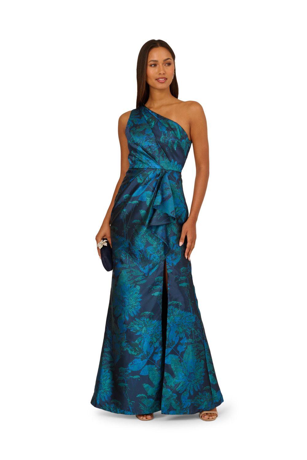 One Shoulder jacquard Gown by ADRIANNA PAPELL