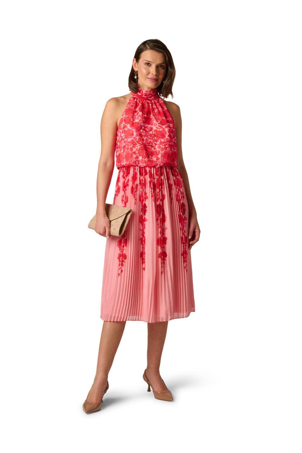 Print Pleat Chiffon Dress by ADRIANNA PAPELL