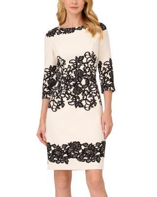 Scroll Lace Short Dress by ADRIANNA PAPELL
