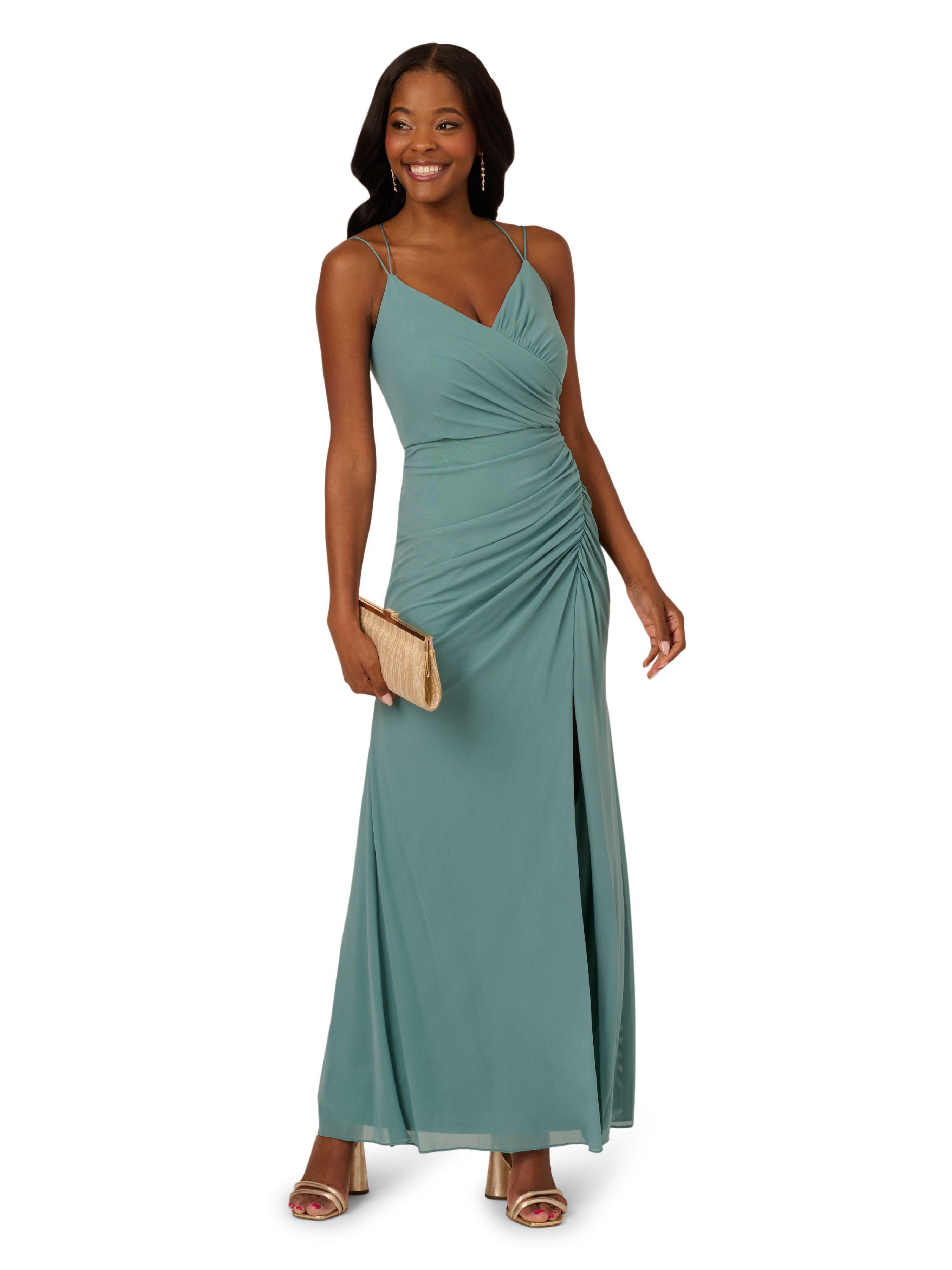 Stretch Mesh Draped Gown by ADRIANNA PAPELL