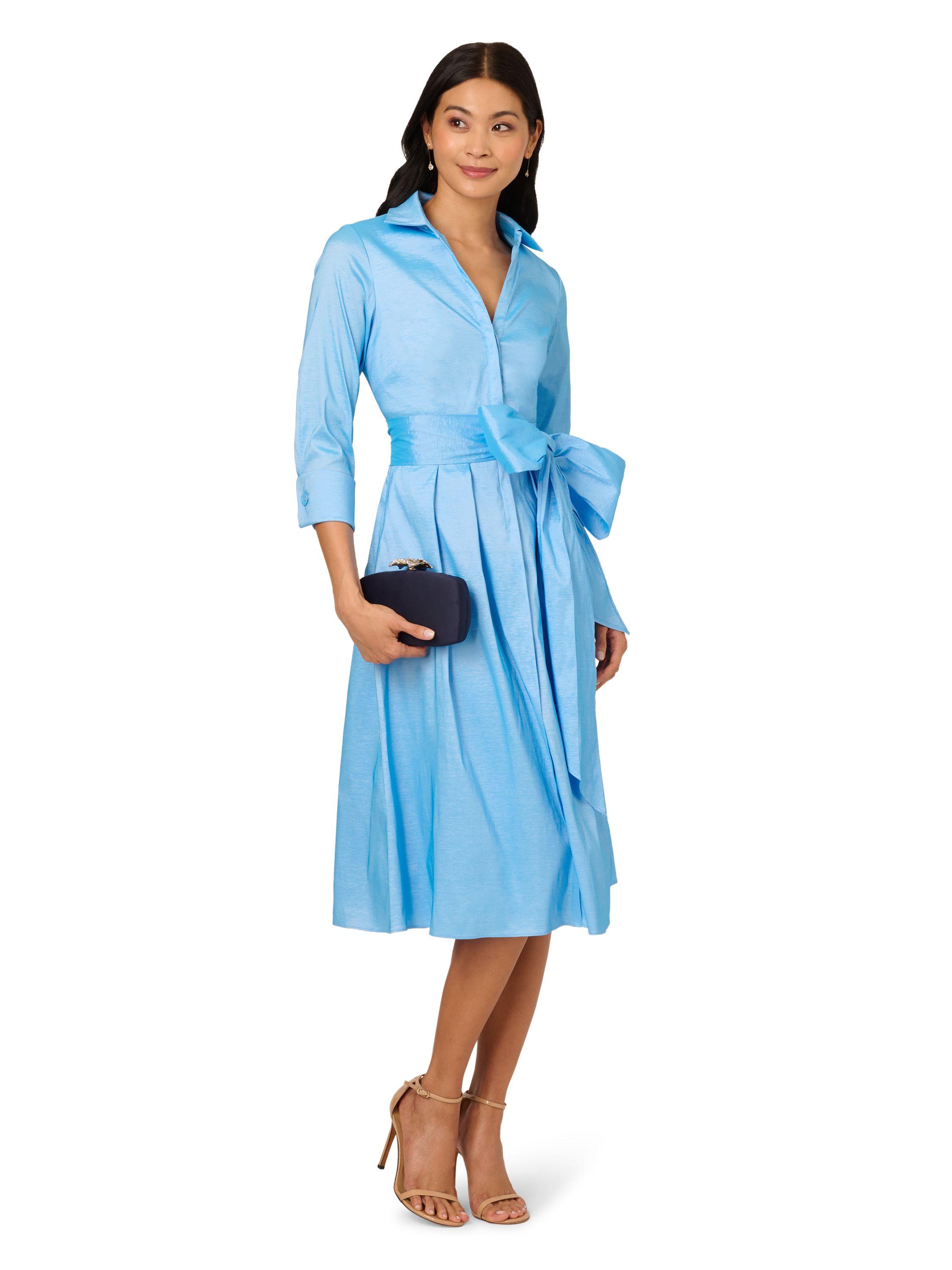 Taffeta Shirt Midi Dress by ADRIANNA PAPELL