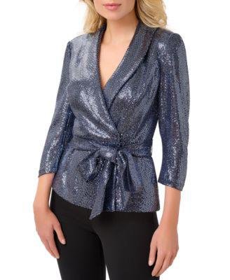 Women's Metallic Knit Wrap Top by ADRIANNA PAPELL