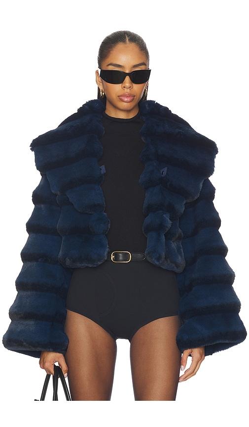 Adrienne Landau Chinchilla Jacket in Navy by ADRIENNE LANDAU