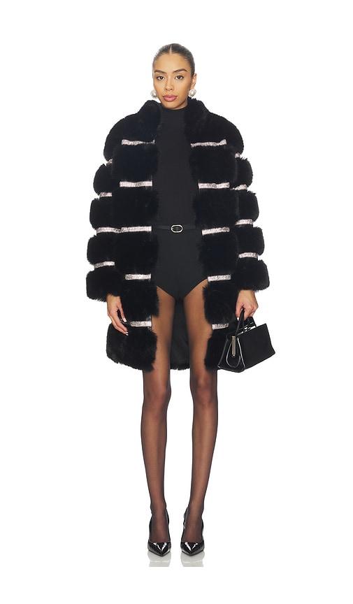 Adrienne Landau Diamond Luxe Coat in Black by ADRIENNE LANDAU
