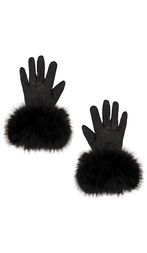 Adrienne Landau The Leather Faux Fur Glove in Black by ADRIENNE LANDAU