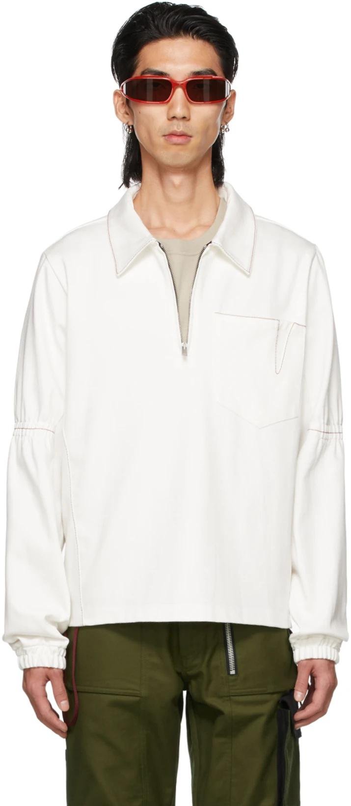 SSENSE Exclusive White Denim Zip-Up Pullover by ADYAR