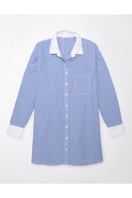 AE Button-Up Shirt Dress Women's Blue XXS by AE
