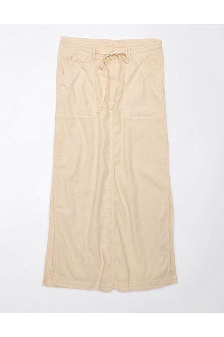 AE Dreamy Drape Linen-Blend Low-Rise Maxi Skirt Women's Cream 2 by AE