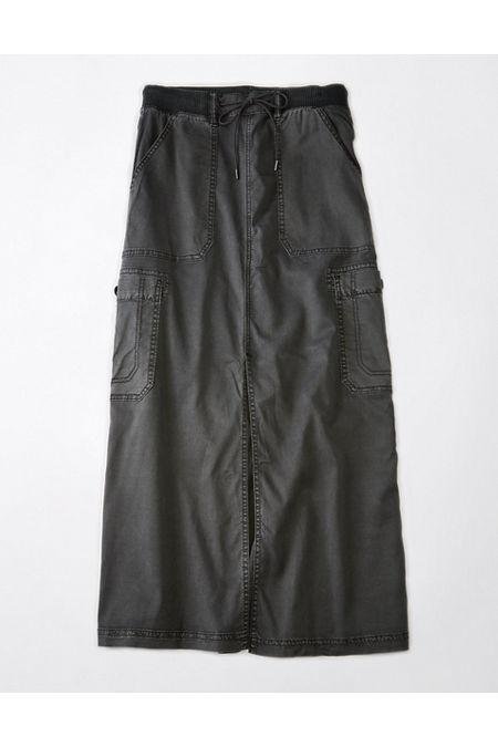 AE Dreamy Drape Stretch Low-Rise Maxi Skirt Women's Grey 20 by AE