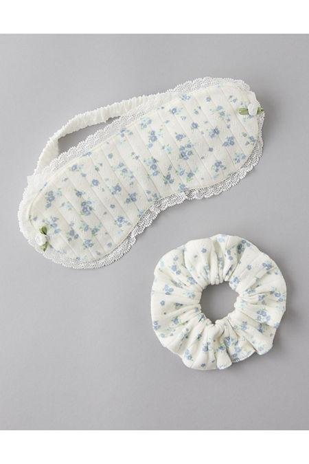AE Floral Sleep Mask  Scrunchie Set Women's Blue One Size by AE