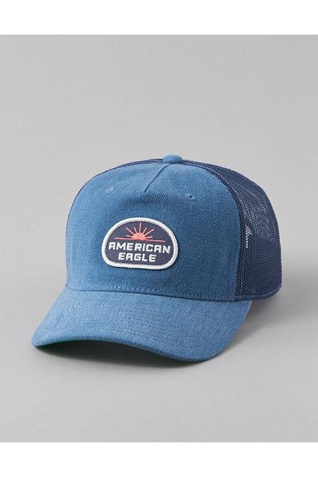 AE Logo Twill Trucker Hat Men's Blue One Size by AE