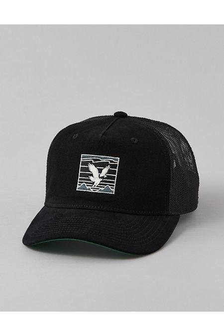 AE Logo Twill Trucker Hat Men's Smoked Gray One Size by AE