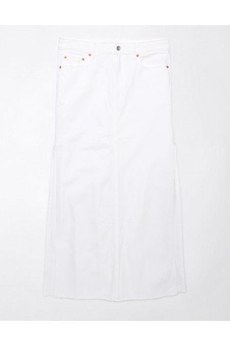 AE Low-Rise Denim Maxi Skirt Women's White 6 by AE